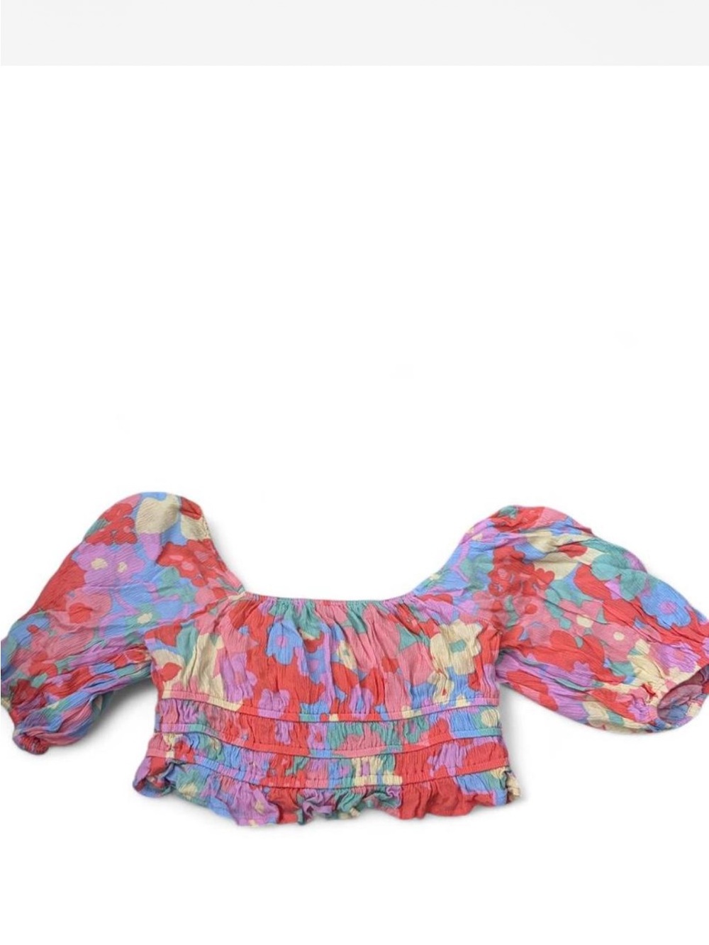 Billabong Multicolor Floral Puff Sleeve Crop Top